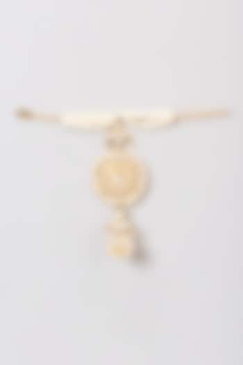 Gold Finish Pearl & Kundan Polki Hathphool by Preeti Mohan at Pernia's Pop Up Shop