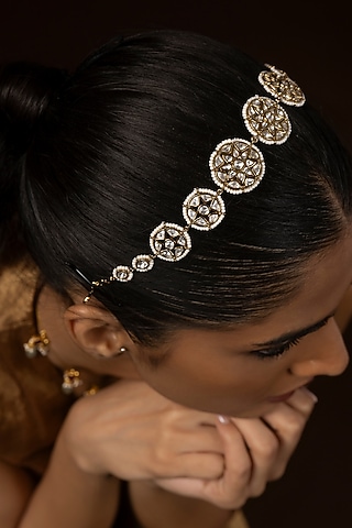 Gold Finish Kundan Polki Sheeshpatti by Preeti Mohan