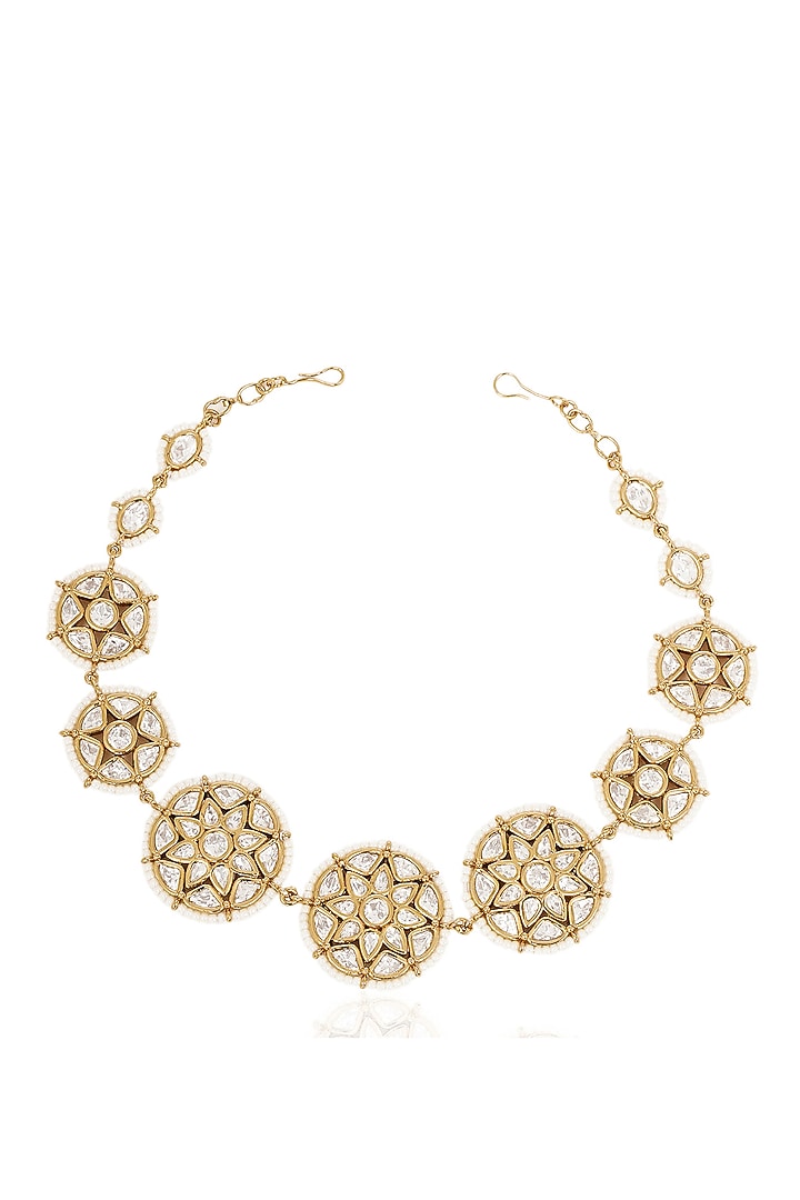 Gold Finish Kundan Polki Sheeshpatti by Preeti Mohan at Pernia's Pop Up Shop