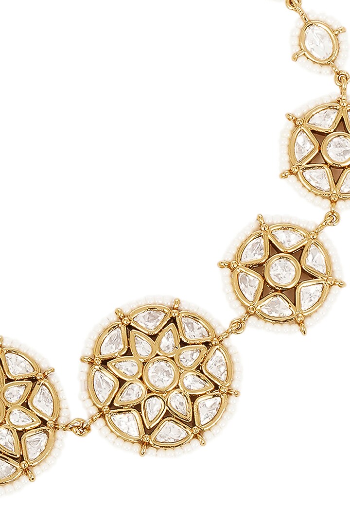 Gold Finish Kundan Polki Sheeshpatti by Preeti Mohan at Pernia's Pop Up Shop