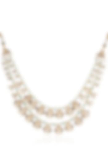 Gold Finish Blue & Green Kundan Polki Long Necklace by Preeti Mohan at Pernia's Pop Up Shop