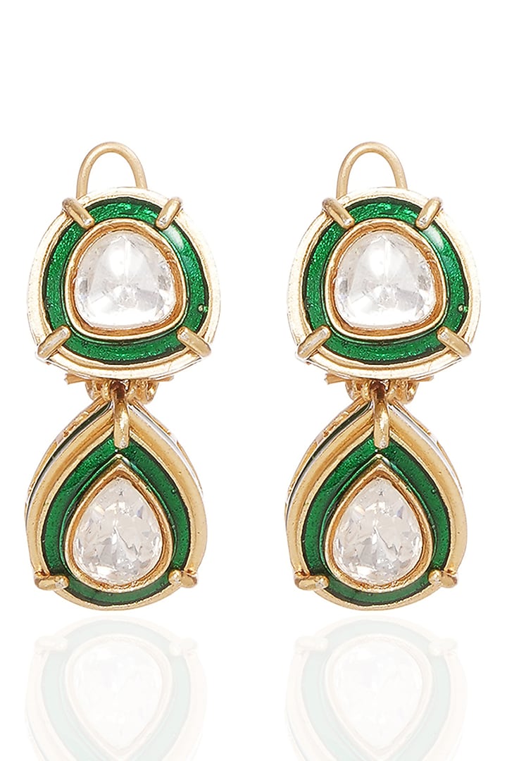 Gold Finish Kundan Polki Long Necklace Set by Preeti Mohan at Pernia's Pop Up Shop
