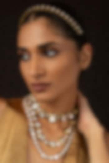 Gold Finish Kundan Polki Necklace by Preeti Mohan at Pernia's Pop Up Shop