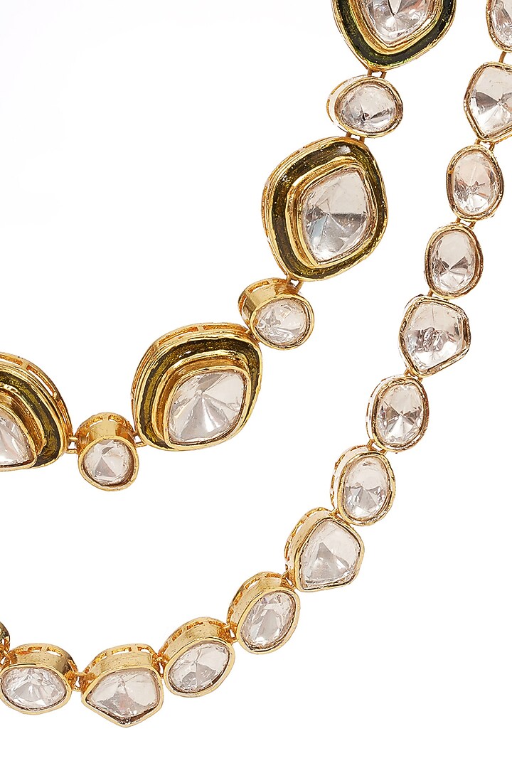 Gold Finish Kundan Polki Necklace by Preeti Mohan at Pernia's Pop Up Shop