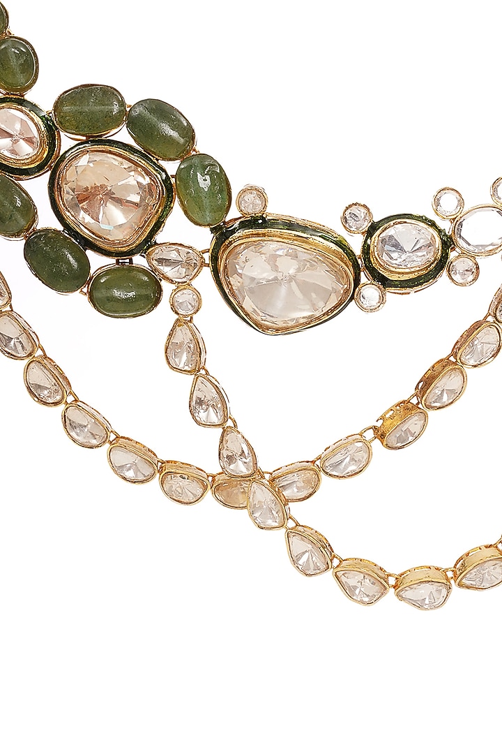 Gold Finish Kundan Polki Choker Necklace by Preeti Mohan at Pernia's Pop Up Shop