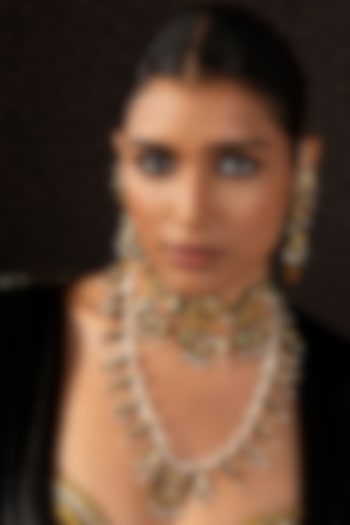 Gold Finish Kundan Polki & Ruby Long Necklace by Preeti Mohan at Pernia's Pop Up Shop