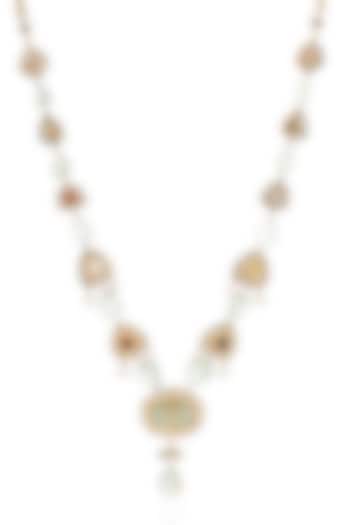 Gold Finish Kundan Polki & Ruby Long Necklace by Preeti Mohan at Pernia's Pop Up Shop