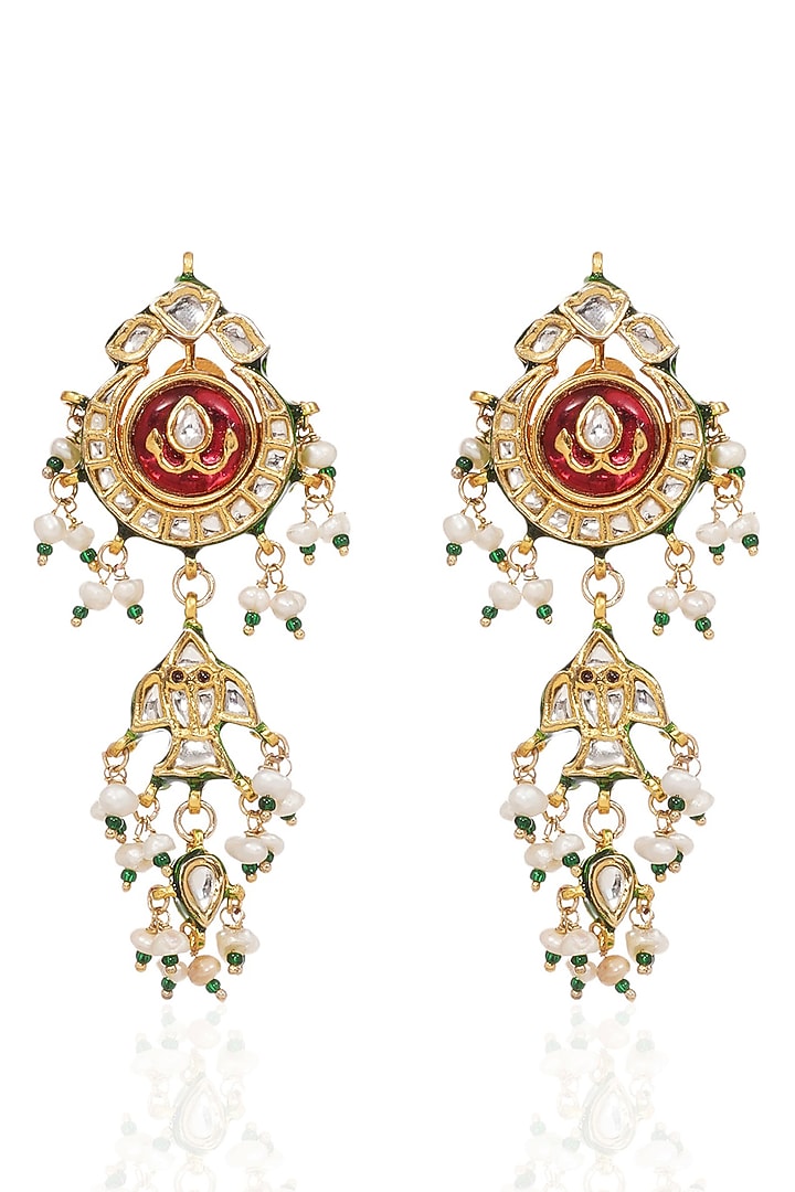 Gold Finish Kundan Polki & Green Onyx Choker Necklace by Preeti Mohan at Pernia's Pop Up Shop