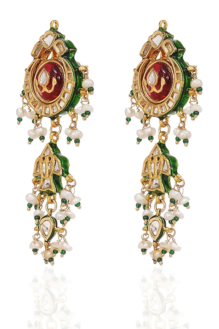 Gold Finish Kundan Polki & Green Onyx Choker Necklace by Preeti Mohan at Pernia's Pop Up Shop