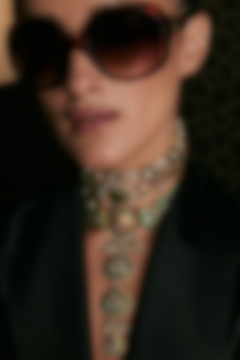 Gold Finish Kundan Polki Long Necklace by Preeti Mohan at Pernia's Pop Up Shop