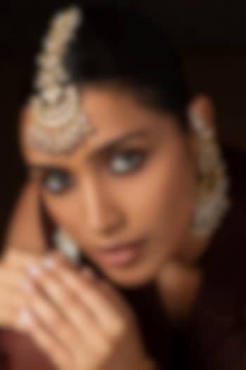 Gold Finish Kundan Polki & Ruby Maangtikka by Preeti Mohan at Pernia's Pop Up Shop