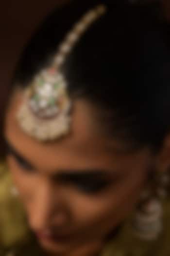 Gold Finish Kundan Polki Maangtikka by Preeti Mohan at Pernia's Pop Up Shop