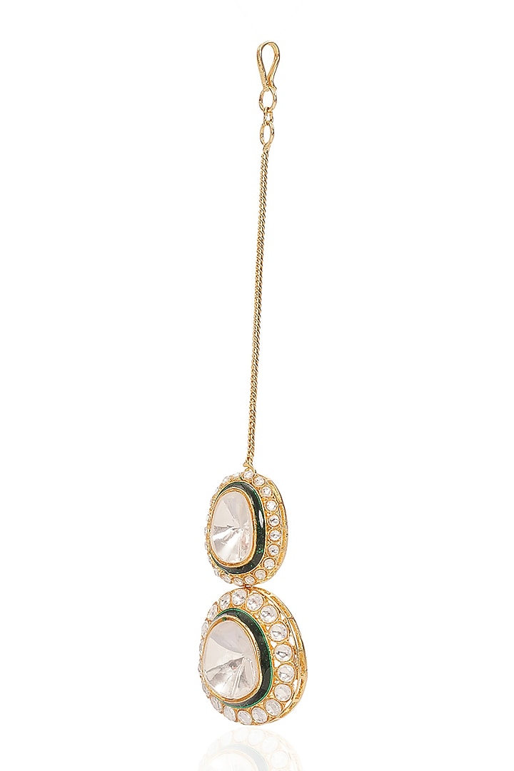 Gold Finish Kundan Polki Maangtikka by Preeti Mohan at Pernia's Pop Up Shop