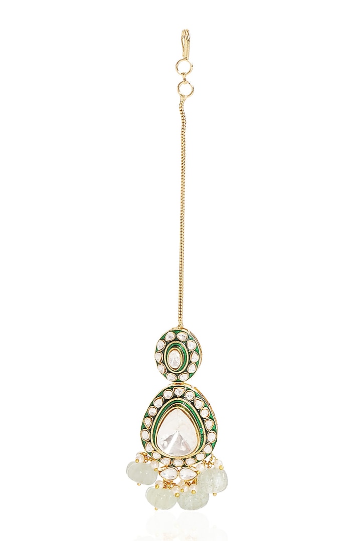 Gold Finish Kundan Polki Maangtikka by Preeti Mohan at Pernia's Pop Up Shop