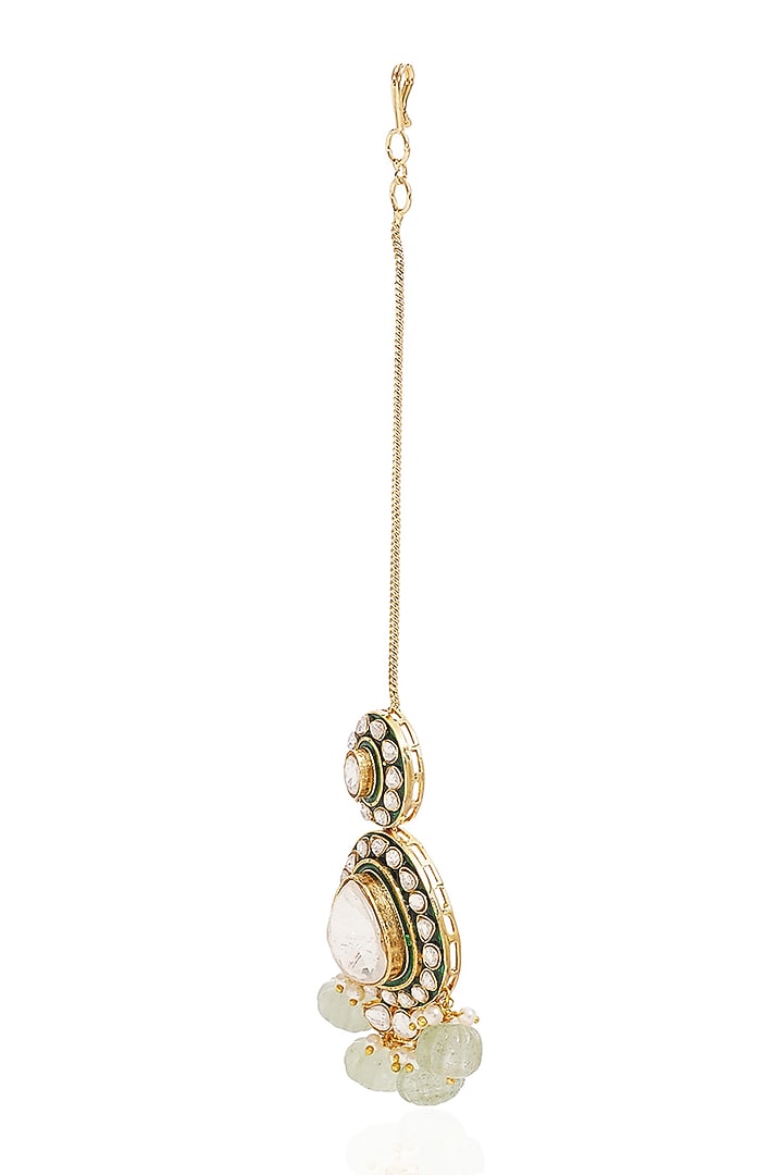 Gold Finish Kundan Polki Maangtikka by Preeti Mohan at Pernia's Pop Up Shop
