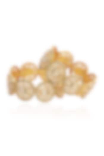 Gold Finish Kundan Polki Bangles (Set Of 2) by Preeti Mohan at Pernia's Pop Up Shop