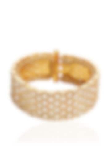 Gold Finish Kundan Polki Bangle by Preeti Mohan at Pernia's Pop Up Shop