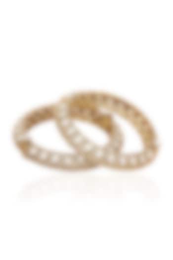 Gold Finish Kundan Polki Bangles (Set Of 2) by Preeti Mohan at Pernia's Pop Up Shop