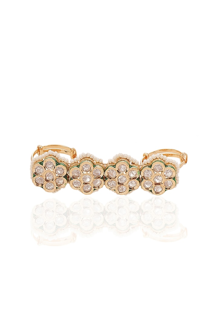 Gold Finish Kundan Polki Ring by Preeti Mohan at Pernia's Pop Up Shop