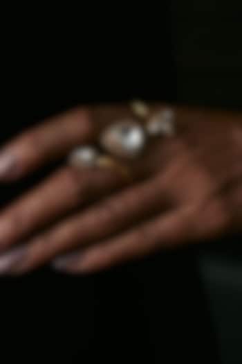 Gold Finish Kundan Polki Ring by Preeti Mohan at Pernia's Pop Up Shop