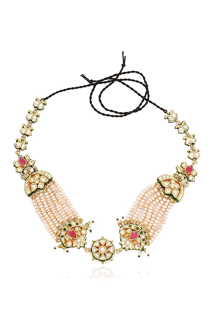 Gold Finish Kundan Polki & Ruby Sheeshpatti by Preeti Mohan at Pernia's Pop Up Shop