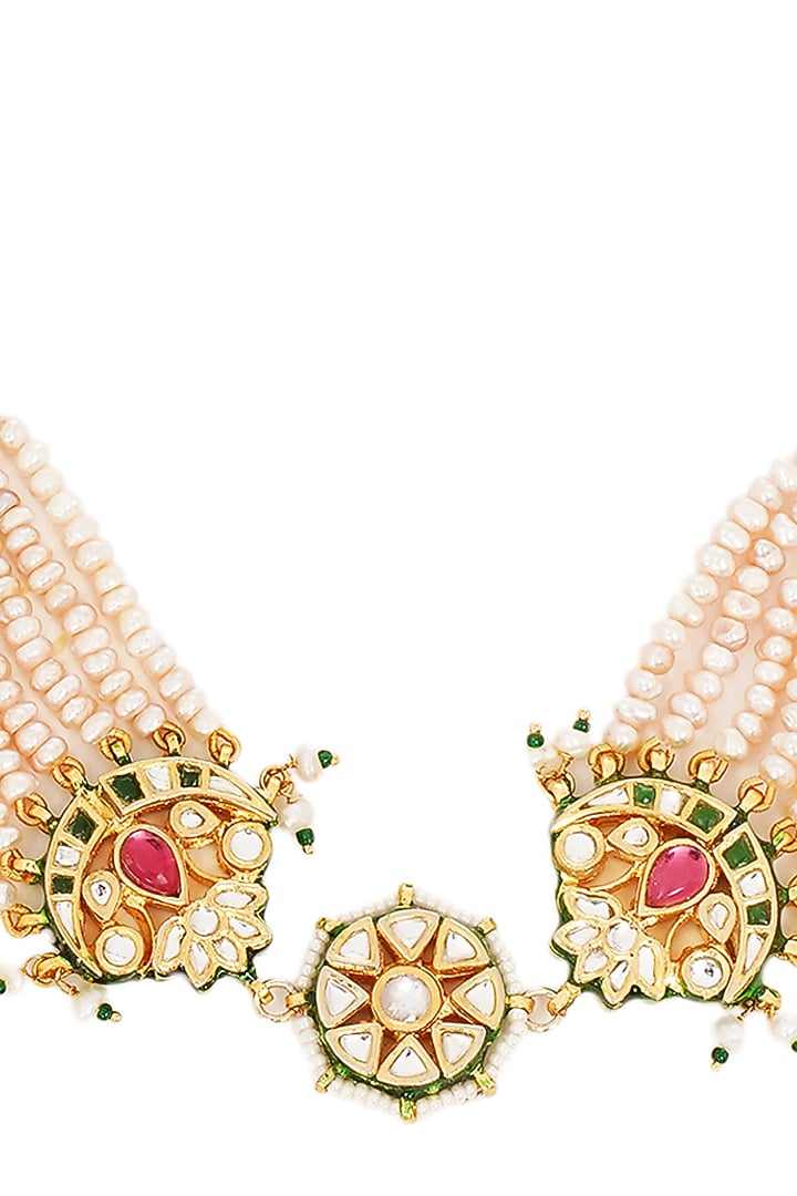Gold Finish Kundan Polki & Ruby Sheeshpatti by Preeti Mohan at Pernia's Pop Up Shop