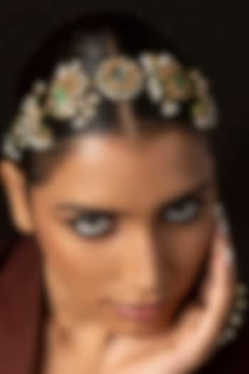 Gold Finish Kundan Polki Sheeshpatti by Preeti Mohan at Pernia's Pop Up Shop