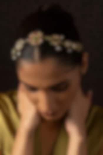 Gold Finish Kundan Polki Sheeshpatti by Preeti Mohan at Pernia's Pop Up Shop