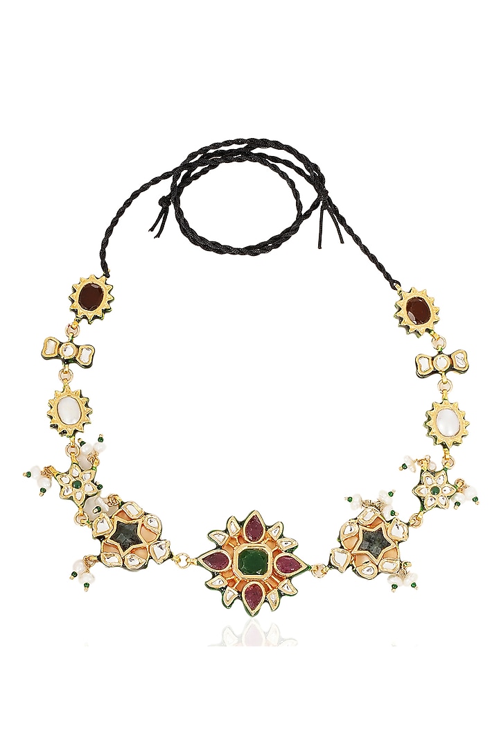 Gold Finish Kundan Polki Sheeshpatti by Preeti Mohan at Pernia's Pop Up Shop