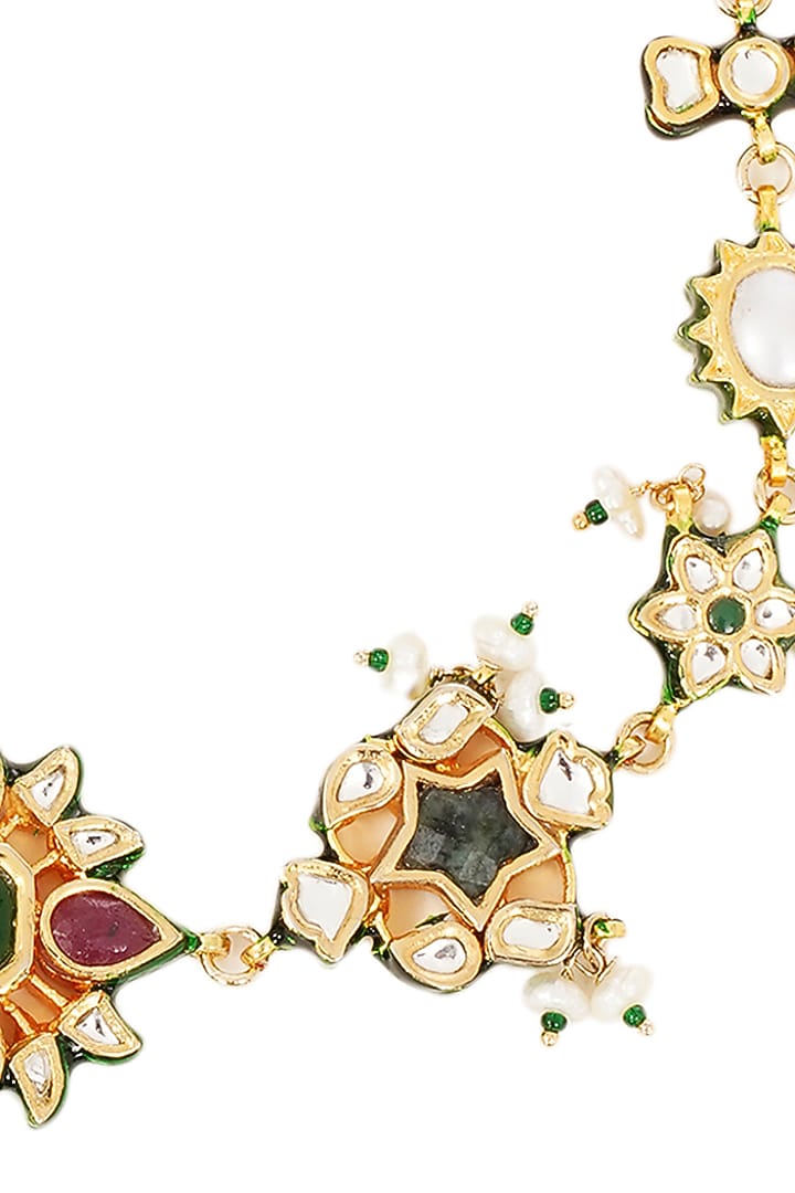 Gold Finish Kundan Polki Sheeshpatti by Preeti Mohan at Pernia's Pop Up Shop