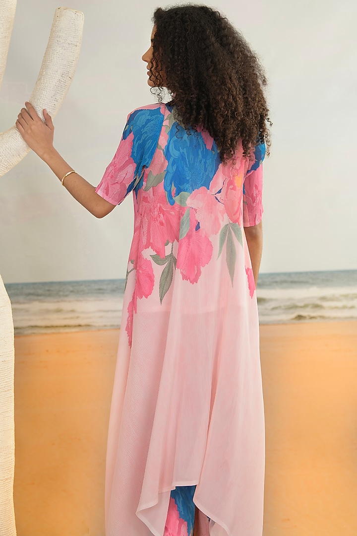 Baby Pink Georgette Viscose & Polyester Digital Printed Kurta Set by Preeti Mehta at Pernia's Pop Up Shop