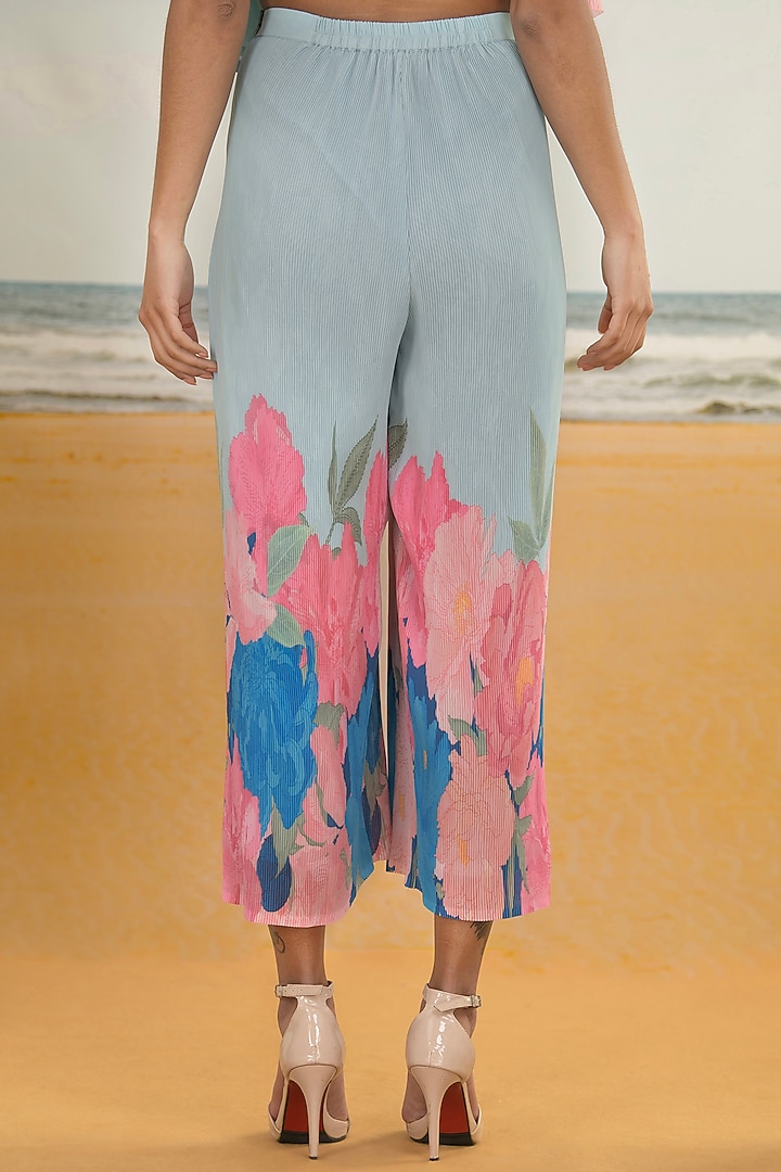 Aqua Blue Georgette Viscose & Polyester Digital Printed Draped Kurta Set by Preeti Mehta at Pernia's Pop Up Shop