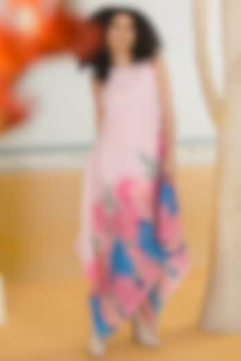 Baby Pink Georgette Viscose & Polyester Digital Printed Maxi Dress by Preeti Mehta at Pernia's Pop Up Shop