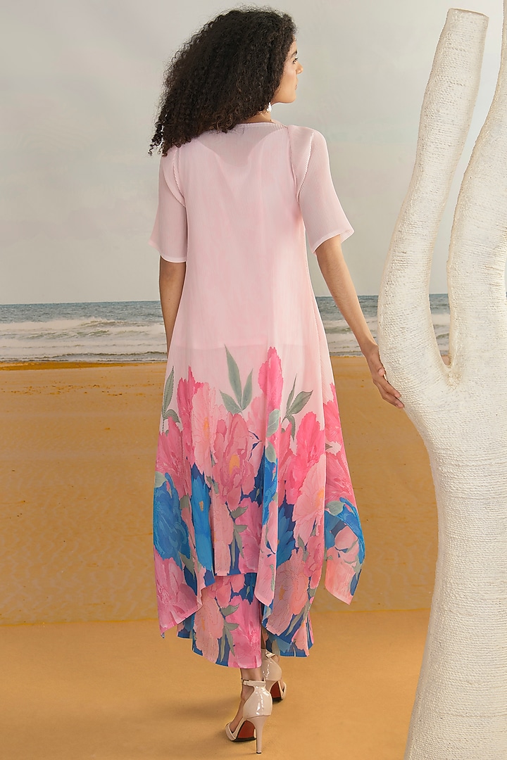 Baby Pink Georgette Viscose & Polyester Digital Printed Kurta Set by Preeti Mehta at Pernia's Pop Up Shop