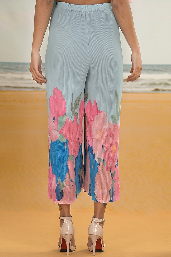 Aqua Blue Georgette Viscose & Polyester Digital Printed Kurta Set by Preeti Mehta at Pernia's Pop Up Shop