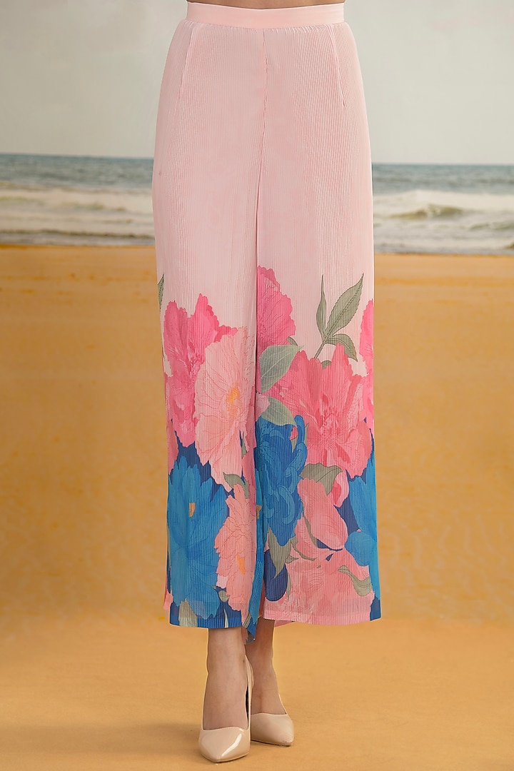Baby Pink Georgette Viscose & Polyester Digital Printed Front Open Kurta Set by Preeti Mehta at Pernia's Pop Up Shop