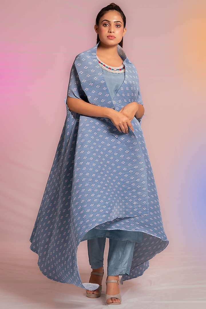 Grey Dola Silk Kurta Set by Preeti mehta