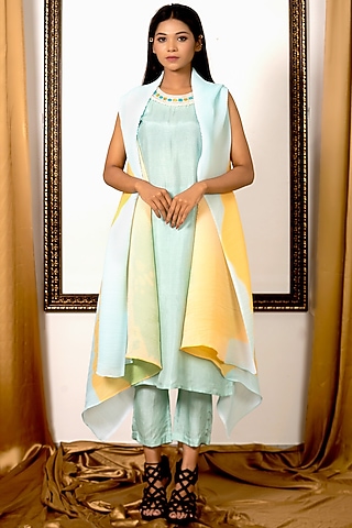 Mint Digital Printed Cape Set by Preeti mehta