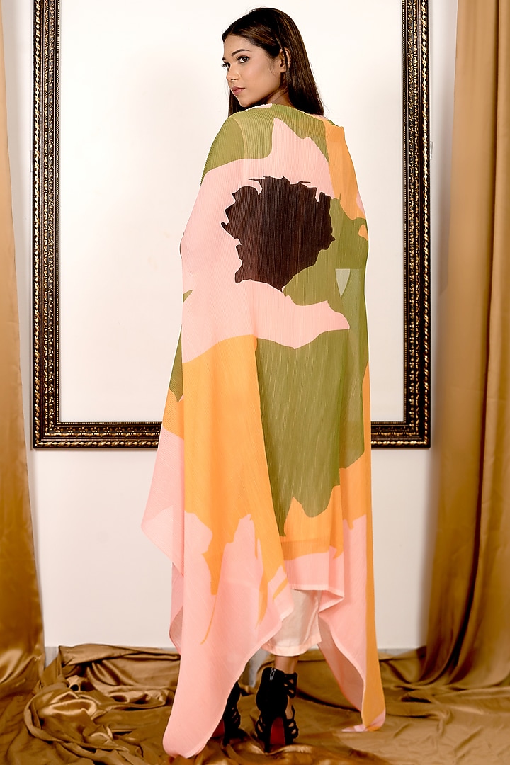 Blush Pink Digital Printed Cape Set by Preeti mehta at Pernia's Pop Up Shop