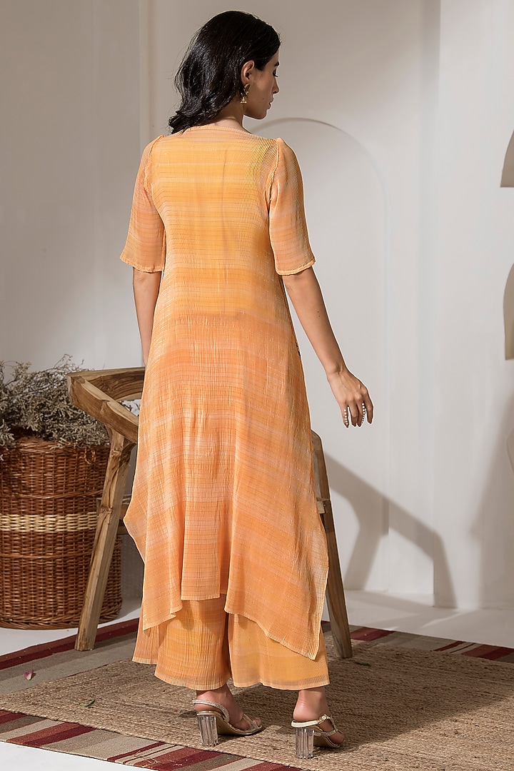 Golden Yellow Lurex Chiffon Co-Ord Set by preeti mehta at Pernia's Pop Up Shop