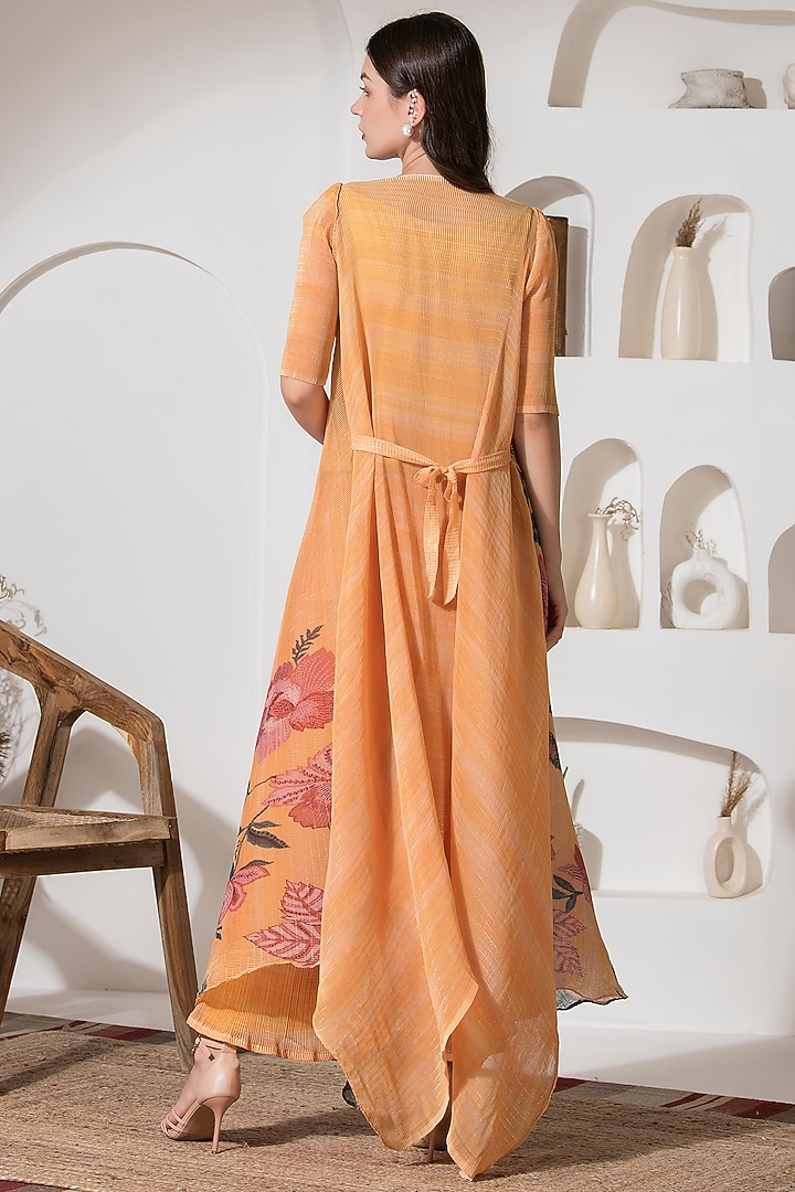 Golden Yellow Lurex Chiffon Co-Ord Set by preeti mehta at Pernia's Pop Up Shop