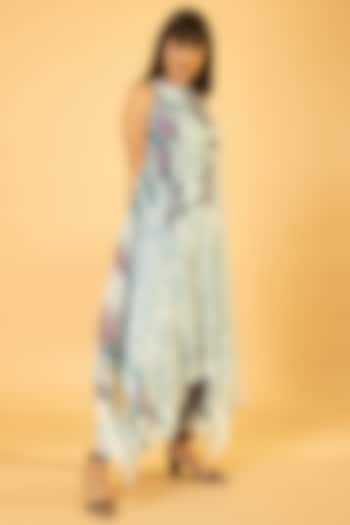 Moonlight Blue Lurex Chiffon Printed Co-Ord Set by preeti mehta at Pernia's Pop Up Shop