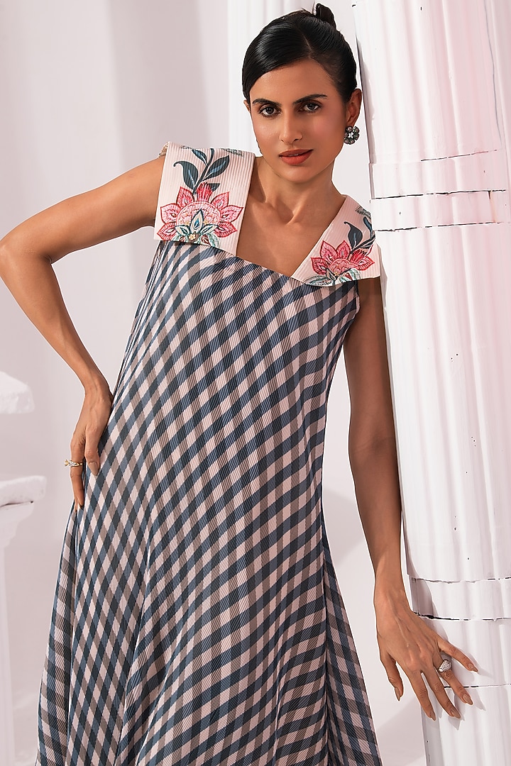 Blue Viscose Georgette Digital Printed Summer Dress by Preeti Mehta at Pernia's Pop Up Shop