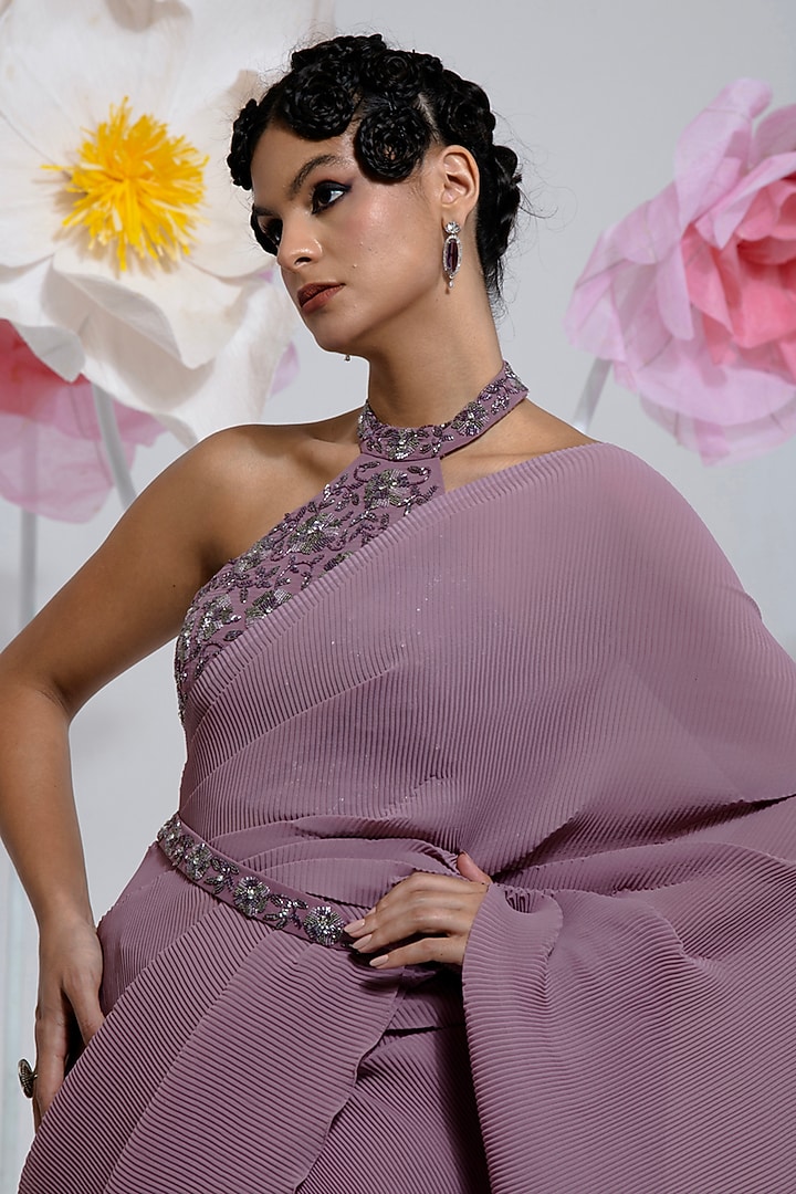 open lace back dress Priti Sahni - Purple Tier and Ruffle Set