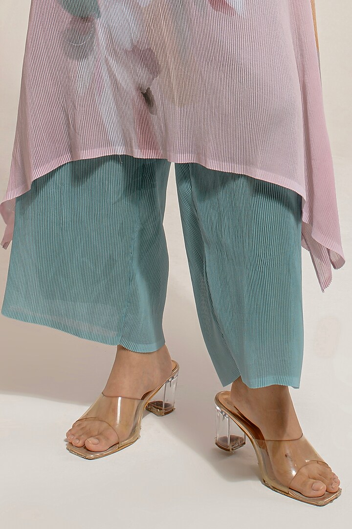 Sky Blue Georgette Viscose & Polyester Embroidered Kurta Set by Preeti Mehta at Pernia's Pop Up Shop