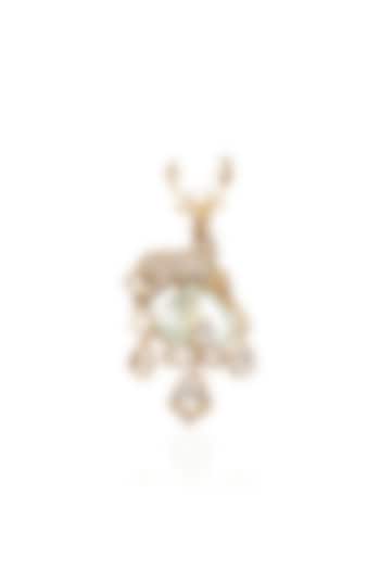 Antique Gold Finish Fluorite Brooch by Preeti Mohan Men at Pernia's Pop Up Shop