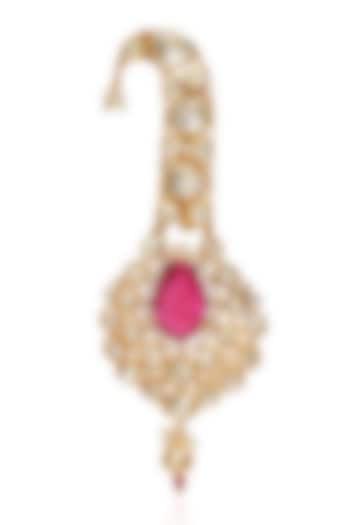 Gold Finish Moissanite & Ruby Stone Kalangi by Preeti Mohan Men at Pernia's Pop Up Shop