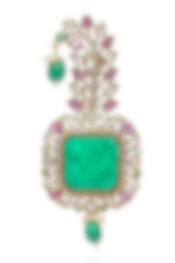 Gold Finish Bhumi Red & Green Stone Kalangi by Preeti Mohan Men at Pernia's Pop Up Shop