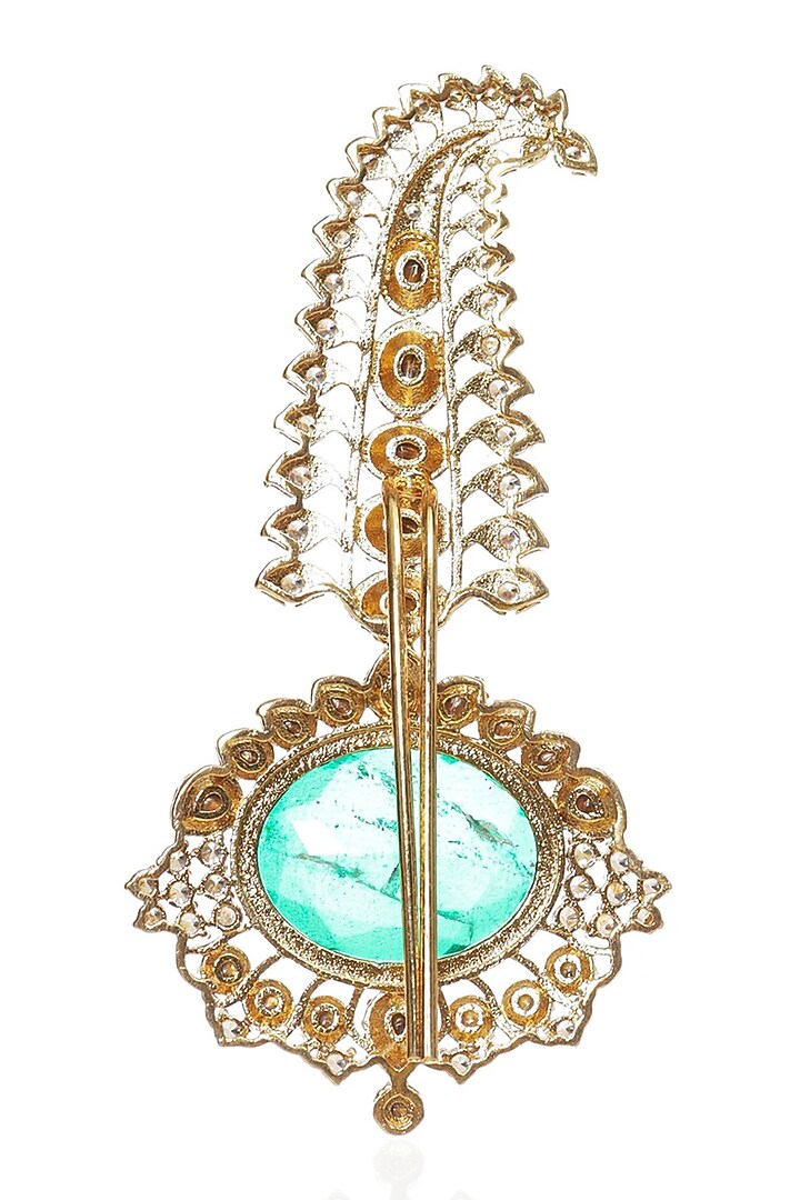 Gold Finish Green Stone Kalangi by Preeti Mohan Men at Pernia's Pop Up Shop