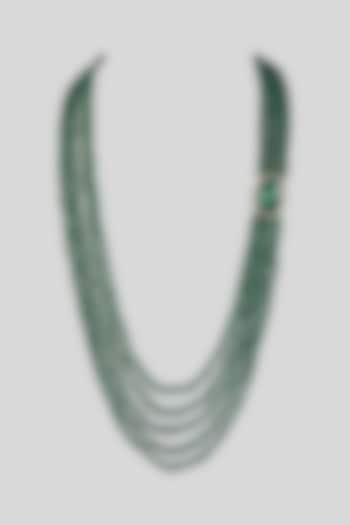 Green Layered Beaded Mala by Preeti Mohan Men at Pernia's Pop Up Shop